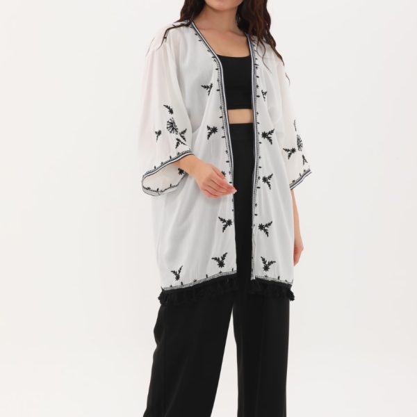Nakış ve Püskül Detaylı Kimono