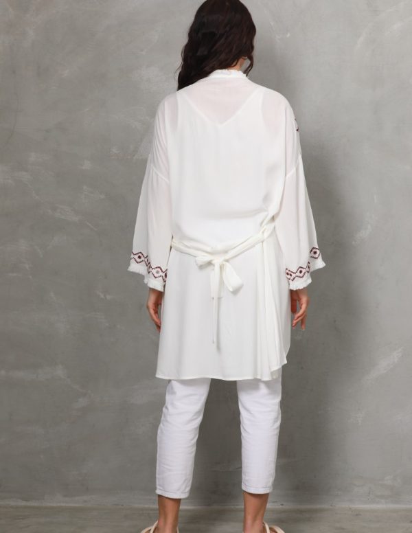 Nakış ve Püskül Detaylı Uzun Kimono