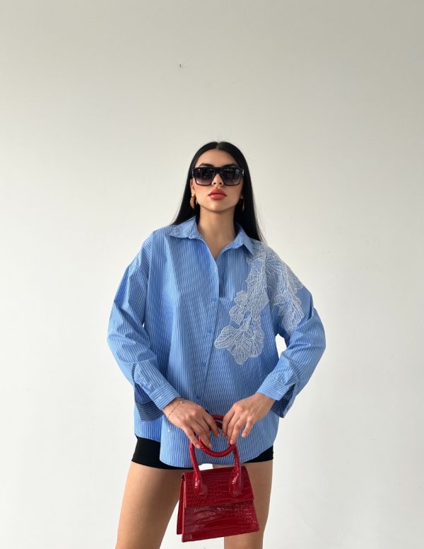 Çizgili Aplike Gömlek