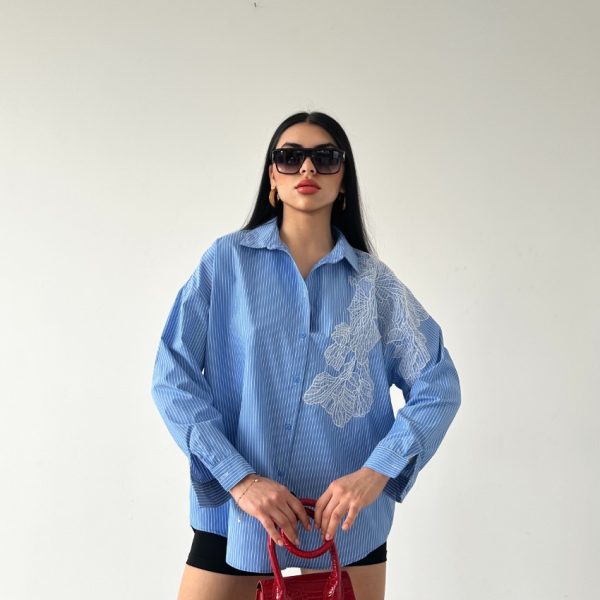 Çizgili Aplike Gömlek